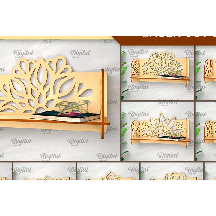 Rafturi din plywood 3mm-4mm, Intrahome, set cu raphia toichou, 30x20cm, pentru decoratiuni si proiecte DIY