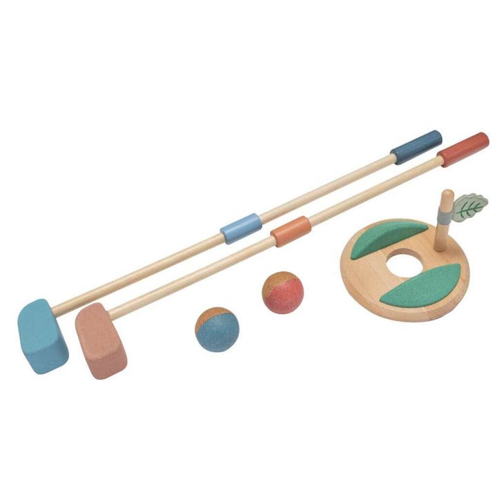 KORKO Little Putters interaktív mini golf játék szett, parafa és fa, környezetbarát, 3 év felettieknek