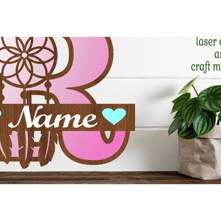 Accesorii decorative, Intrahome, Oneiropagida Monogram Litera R, 3mm-4mm, wenge, 20x20cm