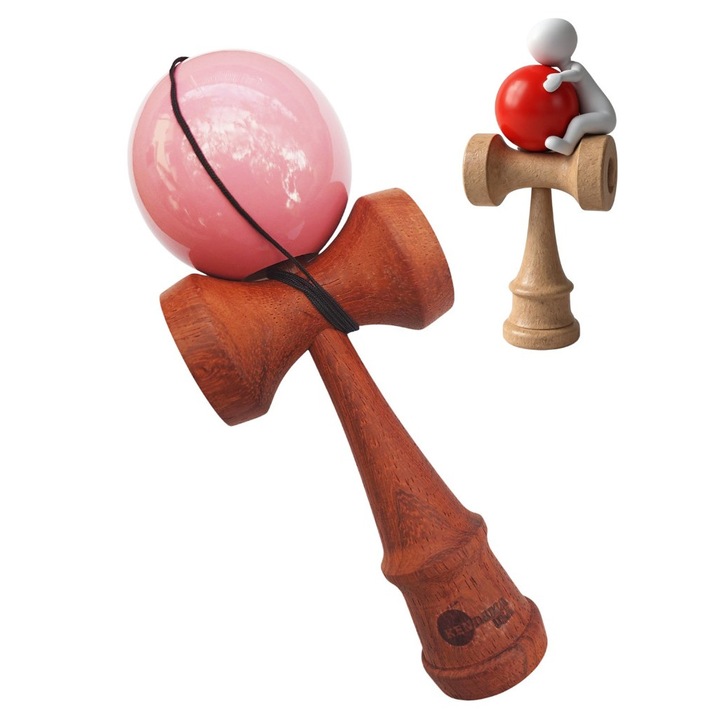 Кендама от естествено дърво, Дървена топка + стикер за телефон, 144KD