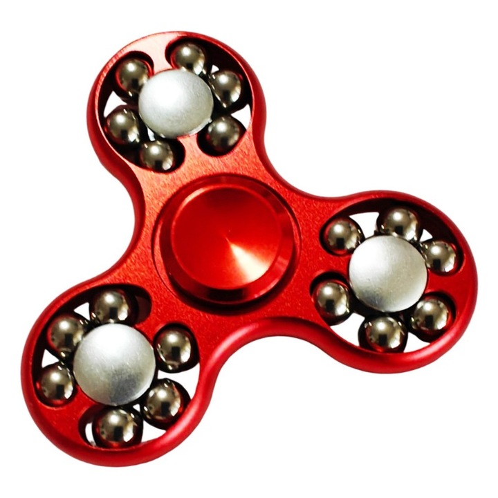 Fidget Spinner BV, алуминий, червен металик, 7см, за деца и възрастни