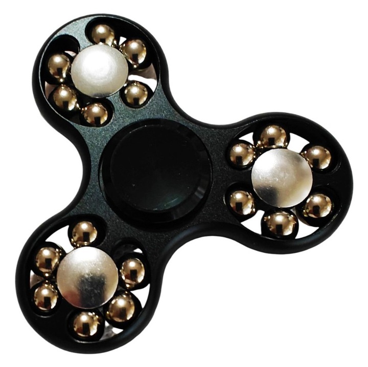 Fidget Spinner, BV, aluminiu, negru metalizat, 7 cm