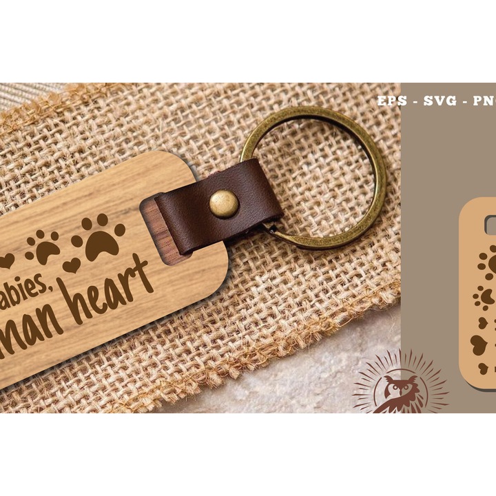 Breloc cu laser din lemn, Intrahome, 3mm-4mm, 4x4 cm, set de 1 bucata