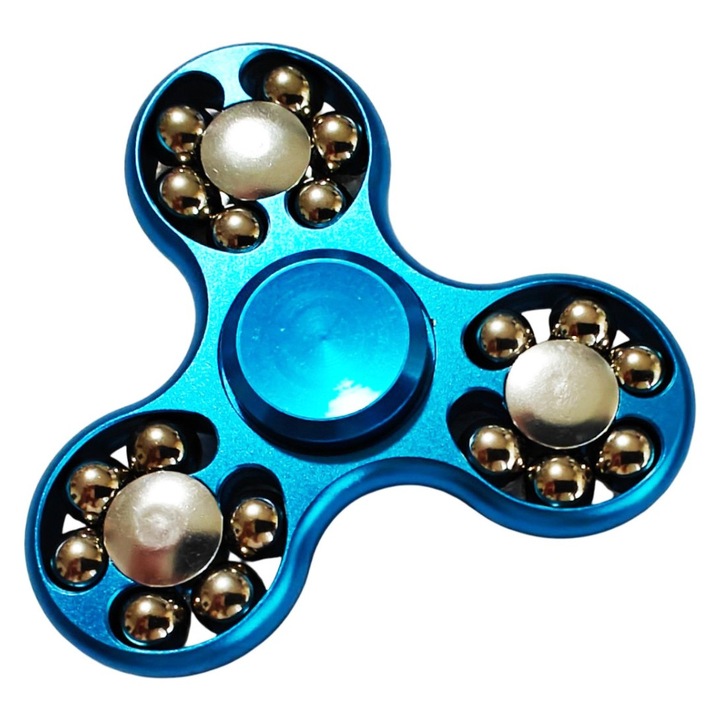 Fidget Spinner BV, металик синьо, алуминий, 7 см, за всички възрасти