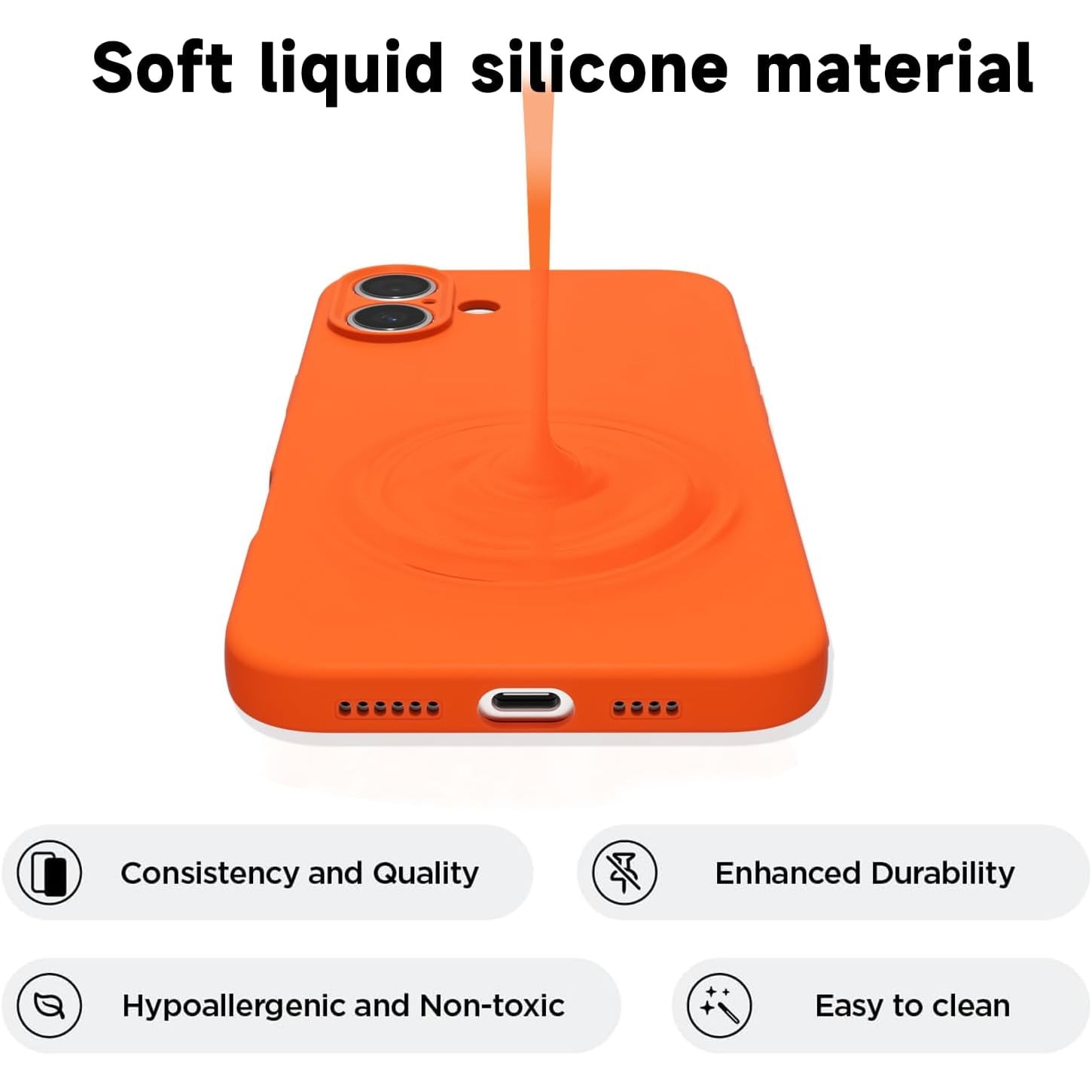 Husa Soft Touch, slim, ALC Mobile, anti soc, compatibila cu IPhone 17, Portocaliu Tpu