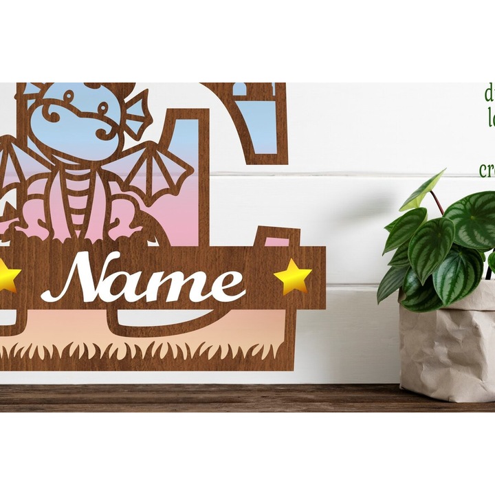 Accesorii decorative, Drakos kephalaio monogramma Letter E, Plywood 3mm-4mm, 30x20cm