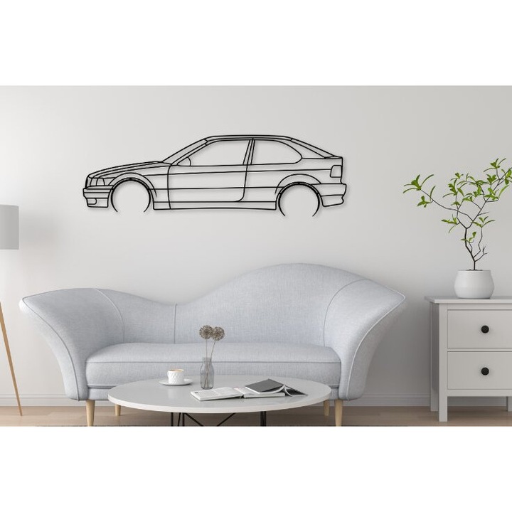 Silhouette masina taiata cu laser E36, Intrahome, din plywood 3mm-4mm, 20x20 cm, set pentru proiecte DIY