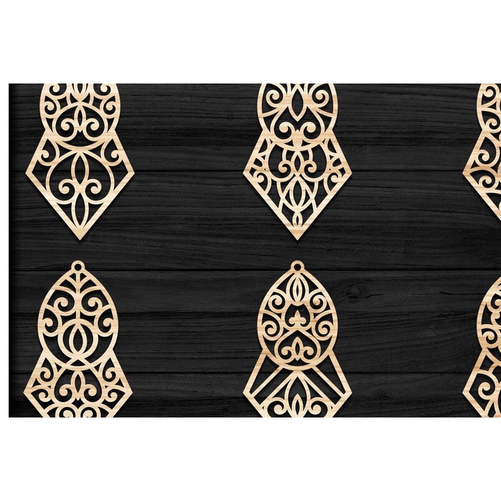 Set de artizanat, Intrahome, Skoularikia Kosmemata Laser Cut, 40 bucati, 3x3 cm, plywood 3mm-4mm