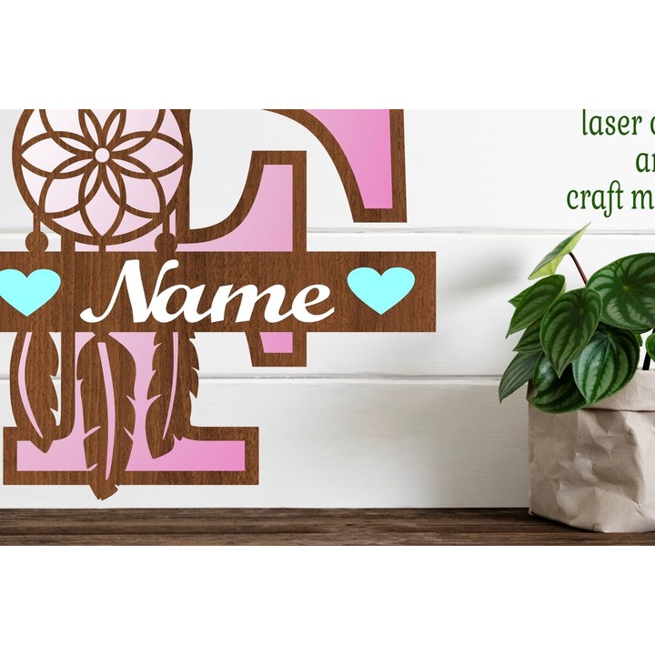 Accesorii decorative, Intrahome, Oneiropagida Monogram Litera F, 3mm-4mm, wenge, 20x20cm