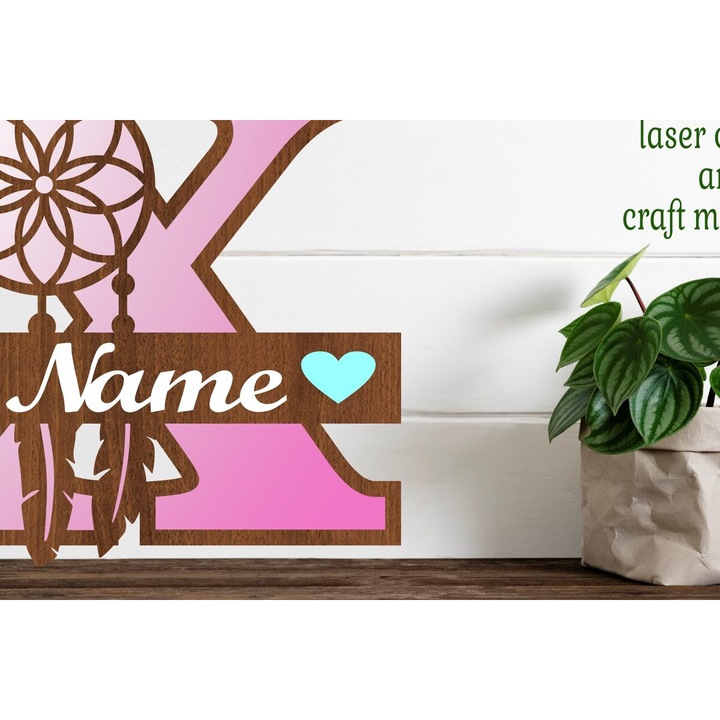 Accesorii decorative, Intrahome, Litera Monogram X, Plywood 3mm-4mm, 20x20cm