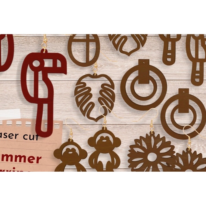 Set de fisiere de taiere cu laser din plywood 3mm-4mm, Intrahome, ideal pentru proiecte DIY, 3x3 cm