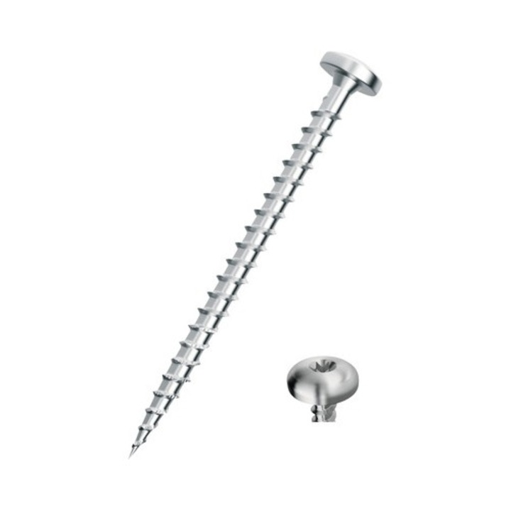 Suruburi pentru lemn cu cap bombat Torx Dresselhaus 5x70 mm otel zincat, 100 bucati