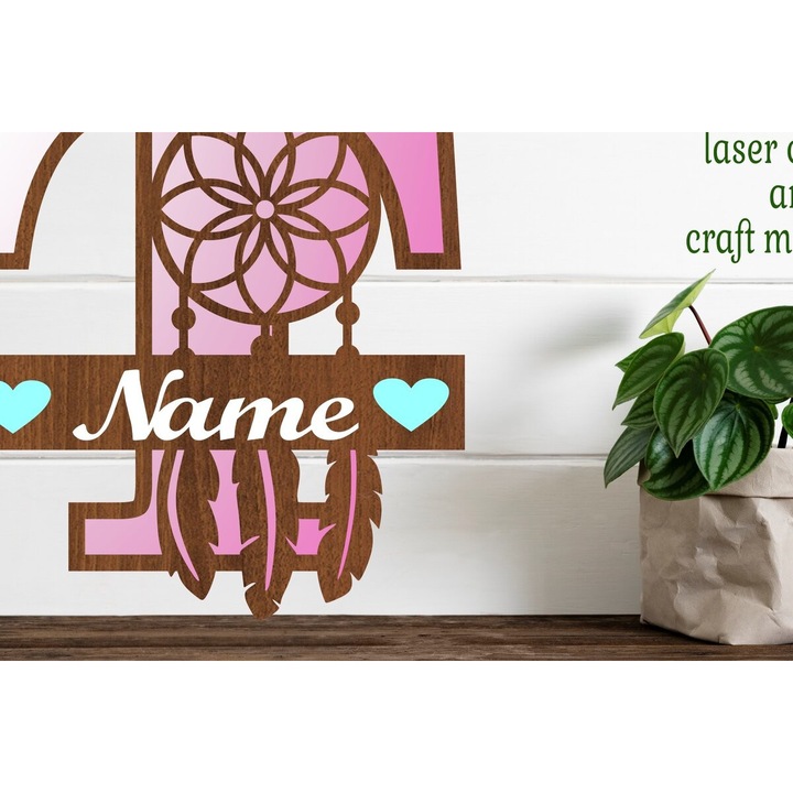 Accesorii decorative, Intrahome, Oneiropagida Monogram Litera T, 3mm-4mm, wenge, 20x20cm