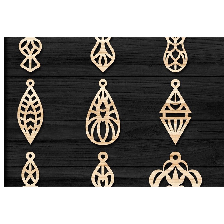 Seturi de artizanat, Intrahome, Skoularikia Kosmemata Laser Cut, 63 bucati, 3x3 cm, plywood 3mm-4mm