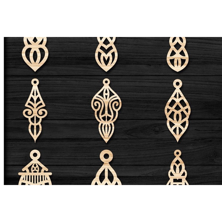 Set de artizanat, Intrahome, Skoularikia Jewelry Laser Cut, 64 piese, 3x3 cm, plywood 3mm-4mm