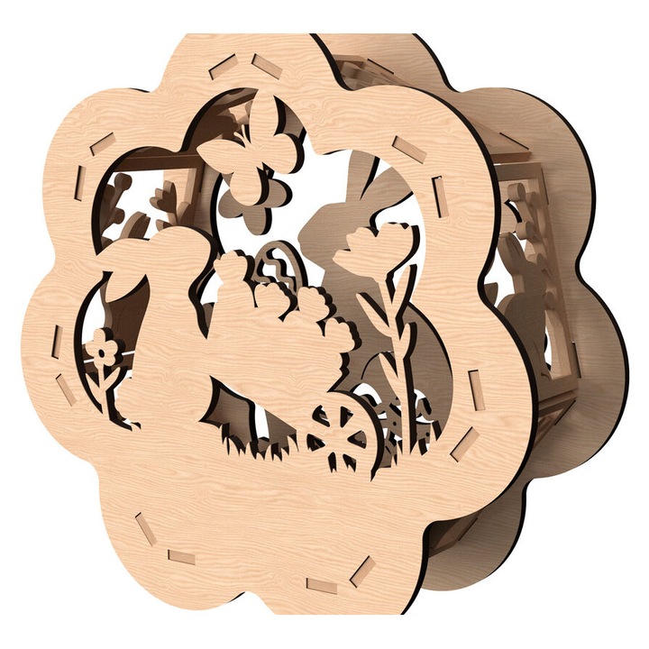 Lampa cu suport din plywood 3mm-4mm, Intrahome, 30x20cm, ideala pentru decorare si proiecte DIY