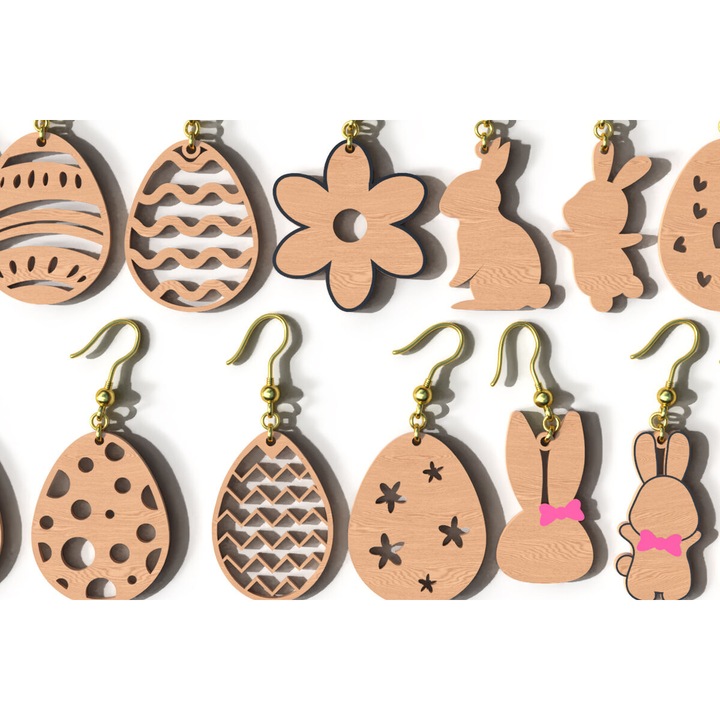 Accesorii decorative, Intrahome, set Skoularikia cu laser Iepuras de Paste si Ou, 3mm-4mm, 2x2 cm