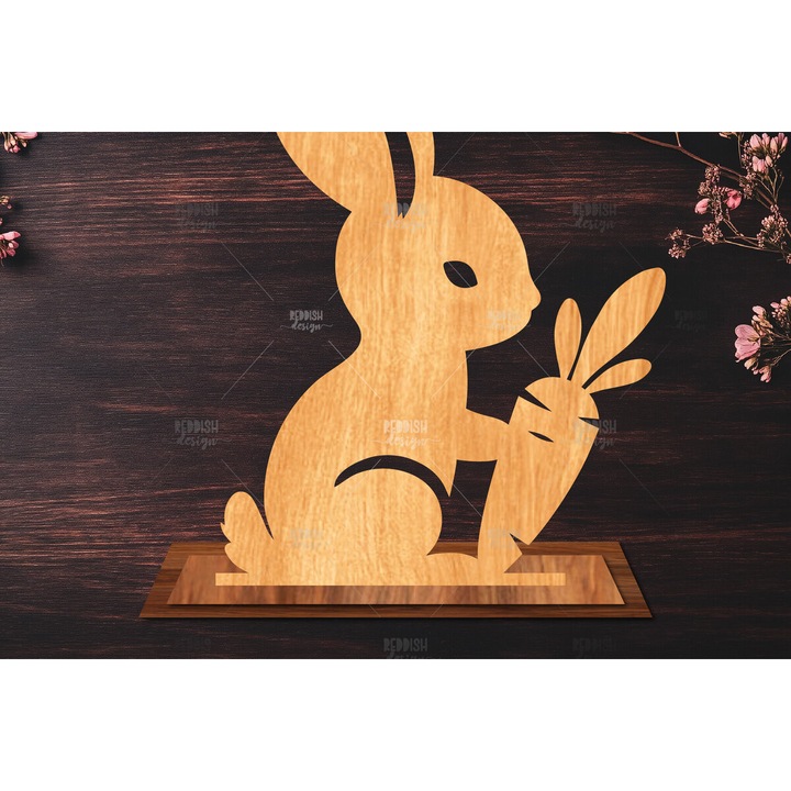 Set de accesorii decorative, Intrahome, Iepuras de Paste, Plywood 3mm-4mm, 15x15cm