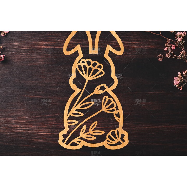 Accesorii decorative, Intrahome, Iepuras de Paste taiat cu laser, 15x15cm, din plywood 3mm-4mm