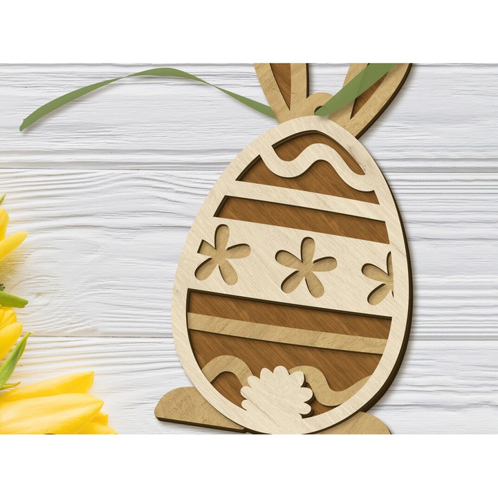 Set de accesorii decorative din lemn plywood 3mm-4mm, Intrahome, pentru decorare pascala, dimensiuni 4x5cm