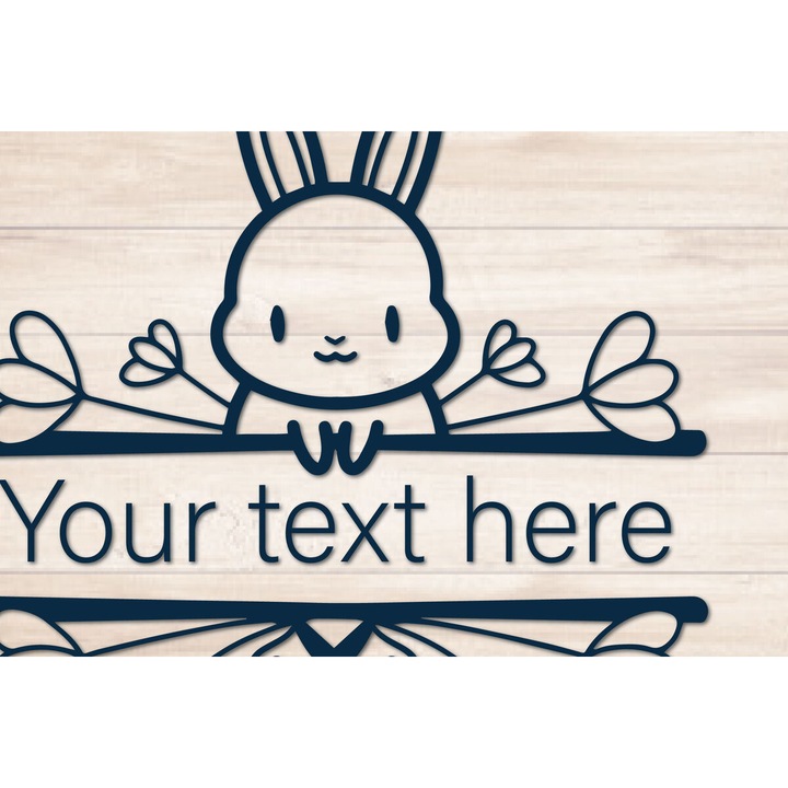 Apokopes monogramma Split Easter Bunny, Intrahome, din plywood 3mm-4mm, culoare wenge, dimensiune 4x4cm