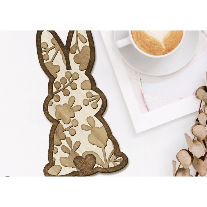 Sablon decorativ, Intrahome, model iepuras de paste, 34x7 cm