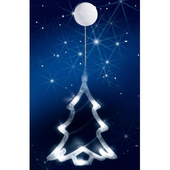 Decoratiune brad Frosted 10 LED-uri cu lumina rece, Hoff, 20 cm, alimentare baterii