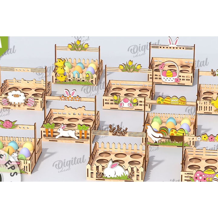 Paschalina din lemn Plywood 3mm-4mm, 15x15cm, set pentru taiere cu laser, Intrahome