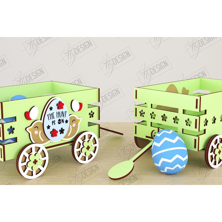 Carut pascalin din lemn, Intrahome, 3mm-4mm, 15x15cm, set de accesorii decorative