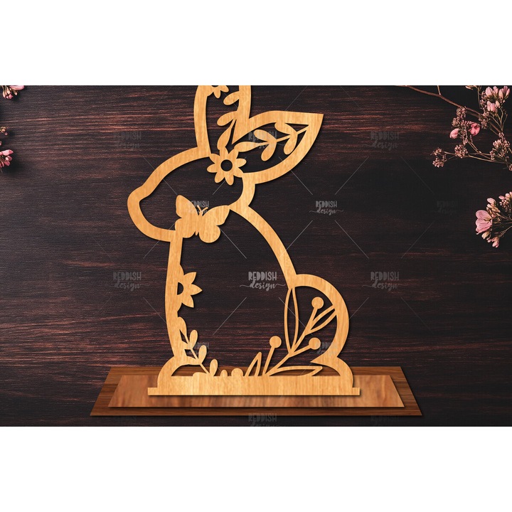 Accesorii decorative, Intrahome, Iepuras de Paste, Plywood 3mm-4mm, 15x15cm, set