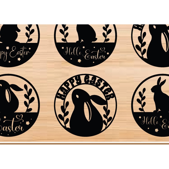 Arta de perete de Paste din lemn cu laser pentru CNC, Intrahome, 40x50 cm, 3mm-4mm, set de accesorii decorative