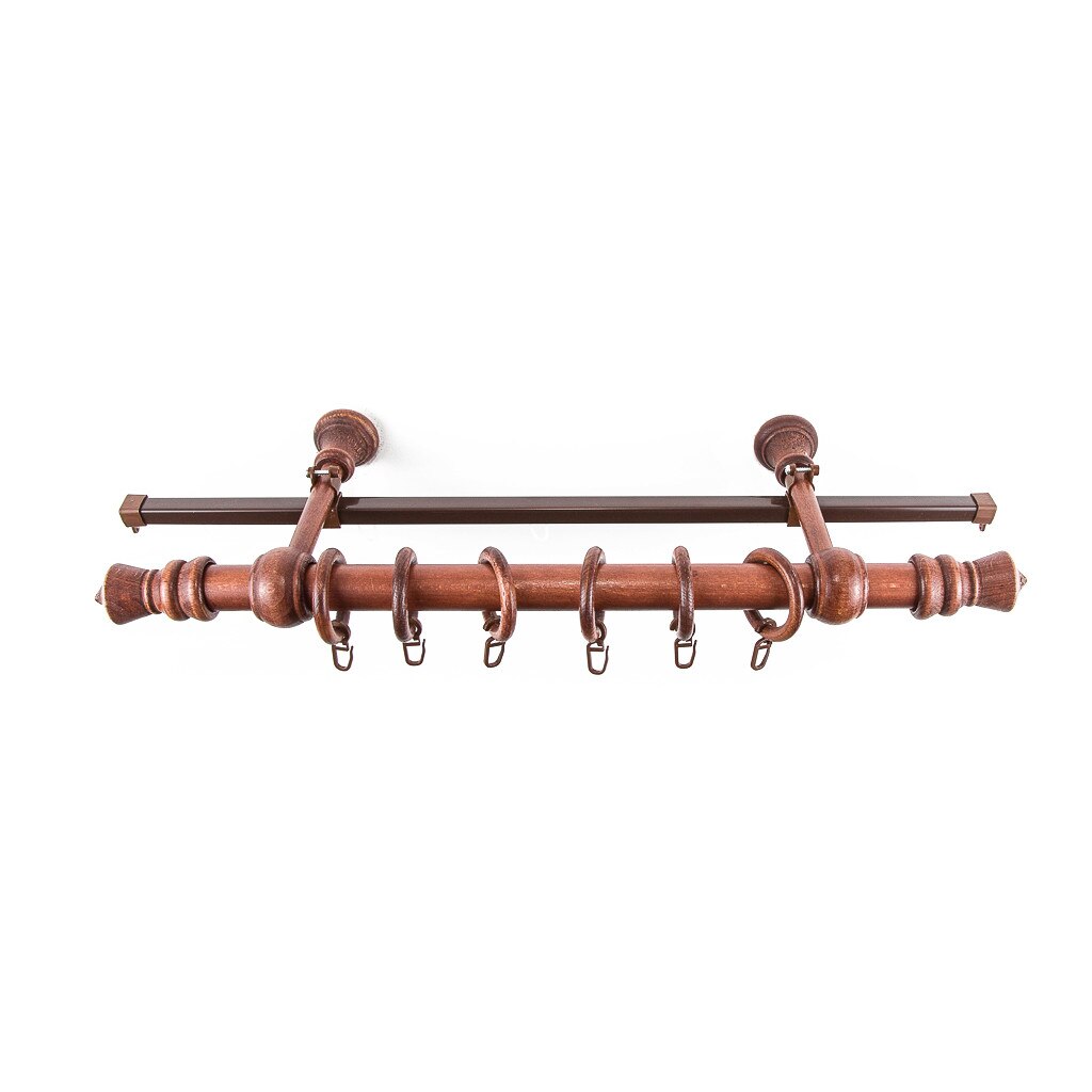 Kit galerie KING, lemn masiv, culoare MAHON 240 cm + sina U maro 230 cm, accesorii incluse