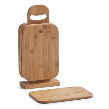 Set 6 tocatoare + stand din lemn de bambus ZELLER Set 6 tocatoare + stand din lemn de bambus ZELLER