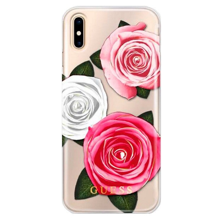 Capac protectie spate Guess pentru iPhone X colectia Flower Desire - Transparent
