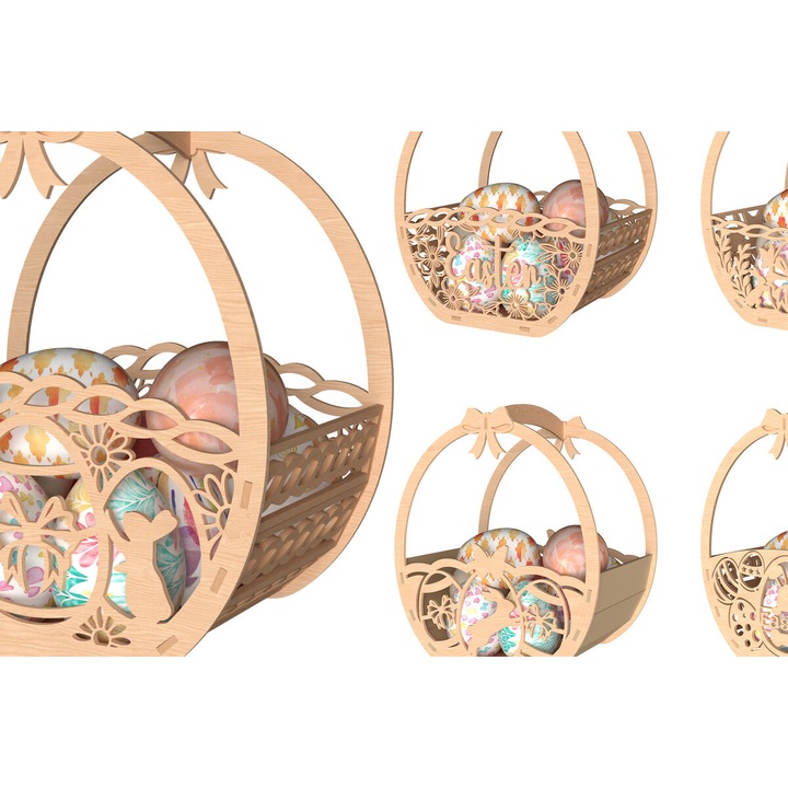 Cos pascal din lemn, Intrahome, 3mm-4mm, 30x20cm, pentru decorare si proiecte DIY