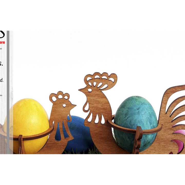 Paschaline augotheke "Cock & Chicken", Intrahome, din plywood, 3mm-4mm, culoare wenge, dimensiuni 14x10cm