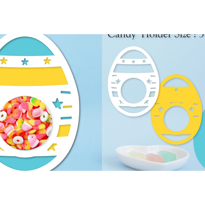 Accesorii decorative, Intrahome, Horder oua de Paste, 15x15cm, din plywood 3mm-4mm, ideal pentru proiecte DIY