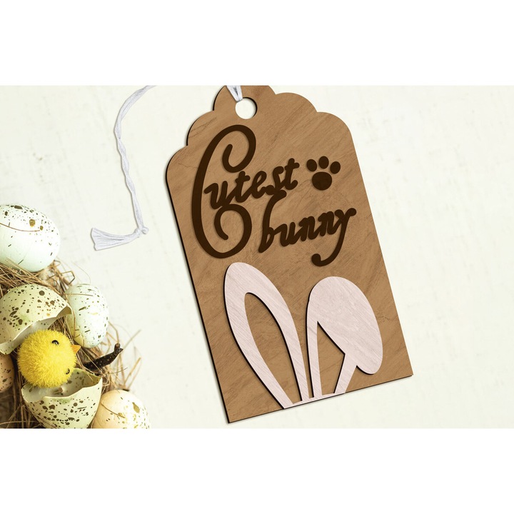 Eticheta decorativa de Paste, taiere multistrat, dimensiune 5x5 cm