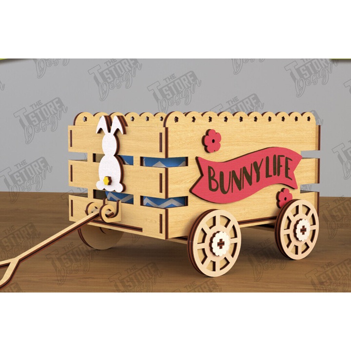 Carut pascalin din lemn, Intrahome, 3mm-4mm, 15x15cm, set de accesorii decorative