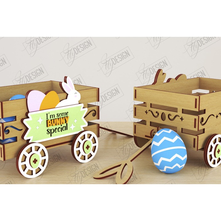 Carut pascalin din lemn, Intrahome, 3mm-4mm, 15x15cm, set de accesorii decorative