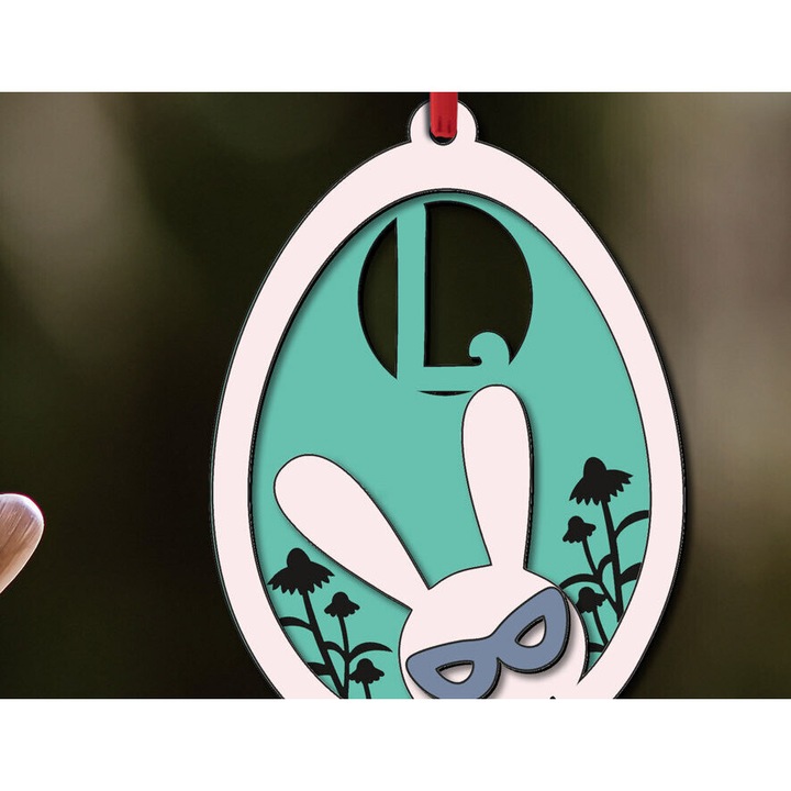 Tag pentru cos de oua iepuras L, Intrahome, din plywood 3mm-4mm, dimensiune 6x6 cm