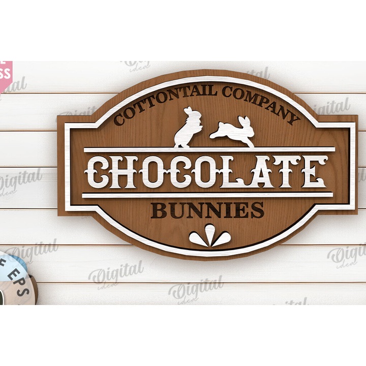 Placa retro din lemn pentru Paste, Intrahome, 3mm-4mm, 15x15cm