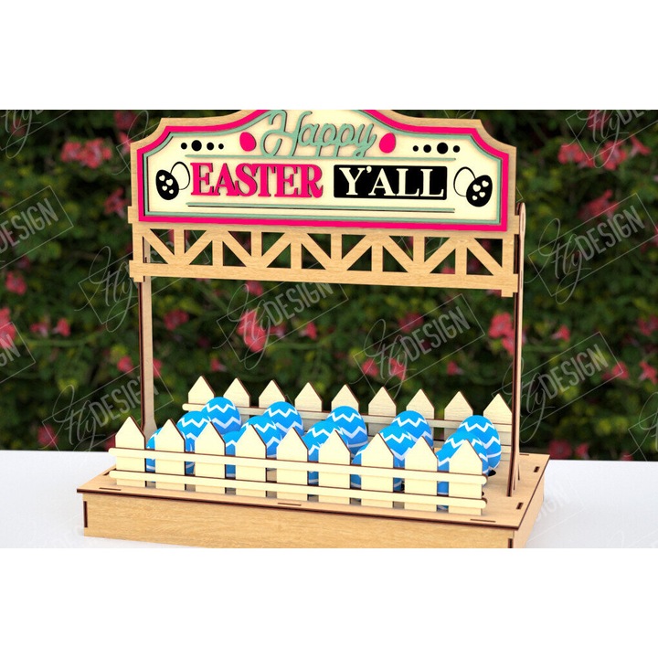 Suport pentru oua Paste, Intrahome, din plywood 3mm-4mm, 15x15cm