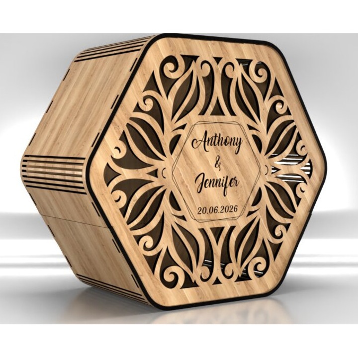 Cutie din placaj pentru carti de nunta, Intrahome, wenge, 3mm-4mm, 12x11cm