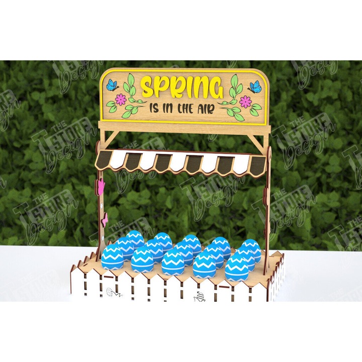 Set de accesorii decorative, Intrahome, Augostasio pentru Paste, din plywood 3mm-4mm, 15x15cm