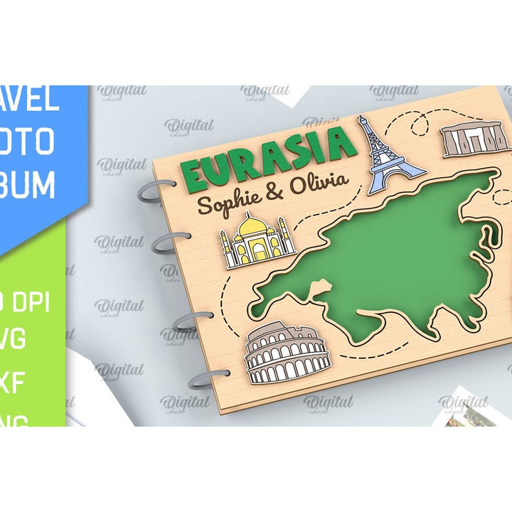 Album foto, Intrahome, din lemn placaj, 3mm-4mm, culoare wenge, dimensiune 30x20cm