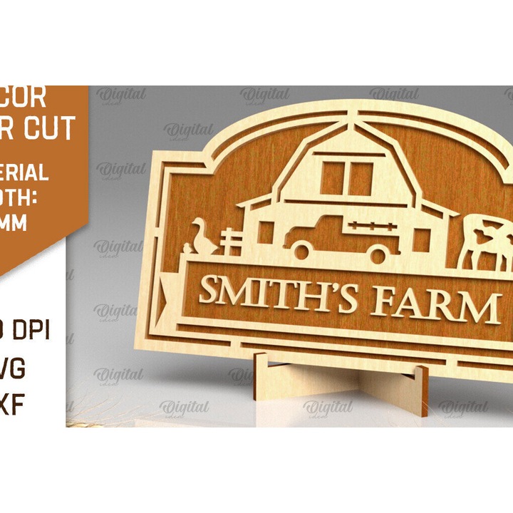 Set de accesorii decorative din lemn plywood 3mm-4mm, Intrahome, pentru decorare cu laser, 30x20cm