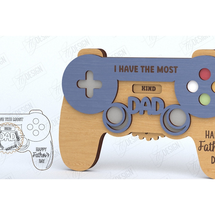 Felicitare personalizata, Intrahome, pentru Ziua Tatalui, din plywood, 3mm-4mm, wenge, 10x15cm