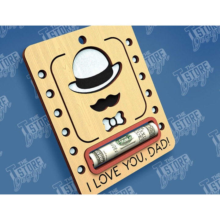 Felicitare, Intrahome, Chrematike karta pentru ziua tatalui, 10x15cm, din plywood 3mm-4mm