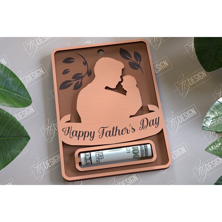 Felicitare, Intrahome, Chrematike karta pentru ziua tatalui, 10x15cm, din plywood 3mm-4mm